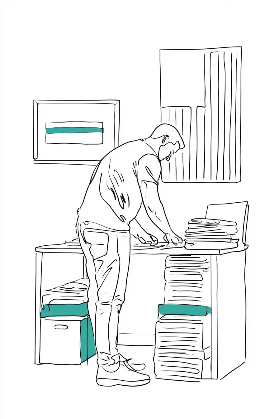 Borrower organizing loan paperwork neatly at a home desk before applying