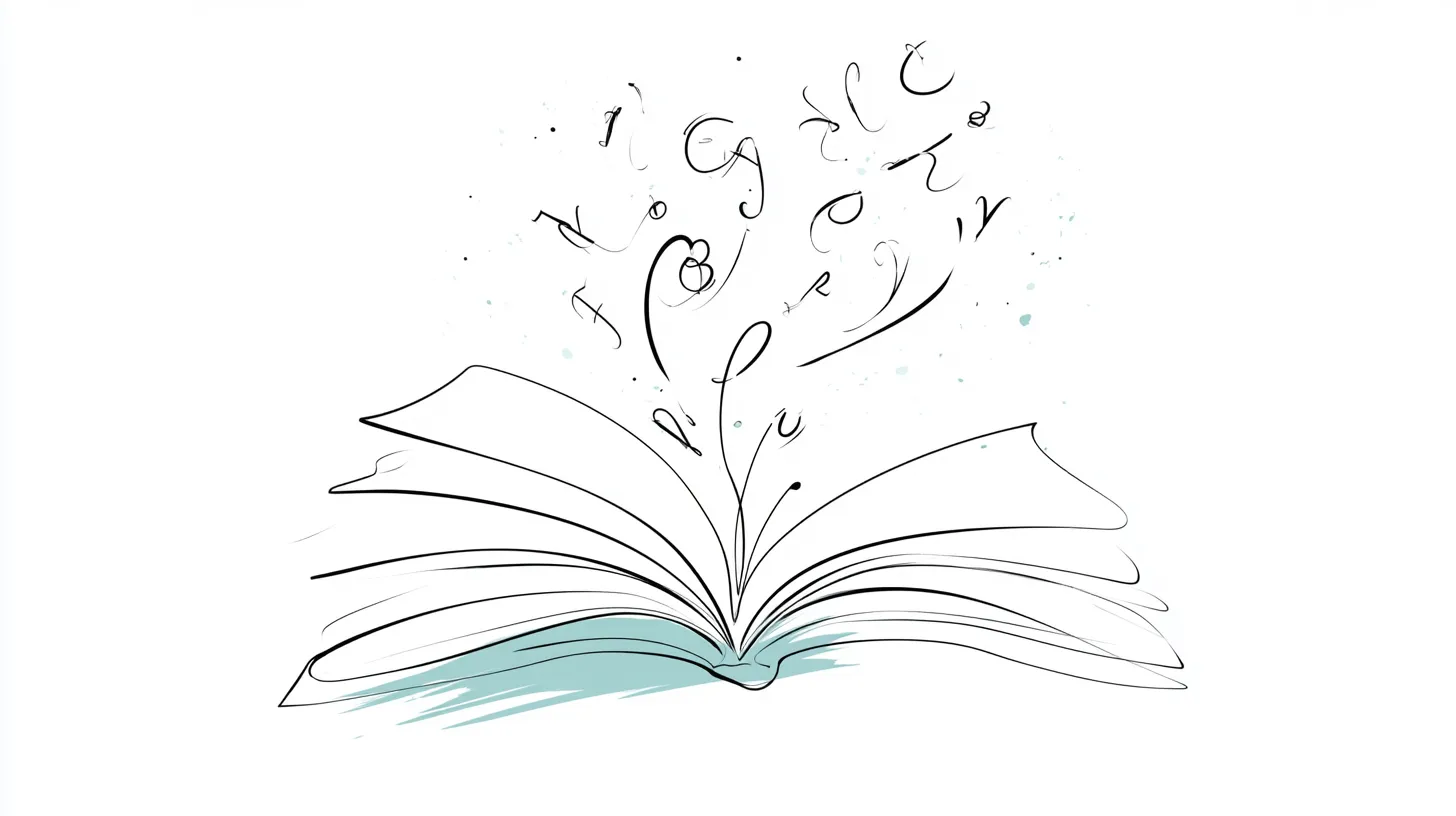 Open book releasing floating letters representing loan terminology